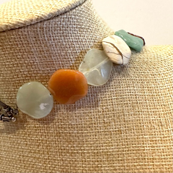 Multi Gemstone Genuine Necklace- orange, tans, browns, greens w/ .925 clasp - Picture 7 of 8